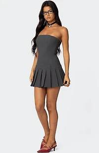 Edikted Pleated Drop Waist Mini Dress