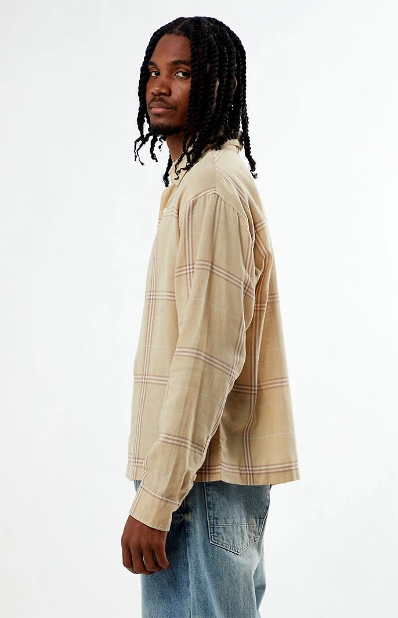 Pacsun Tan Long Sleeve Classic Flannel Shirt