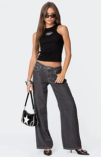 Edikted Pinstripe Low Rise Jeans