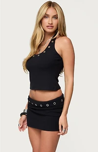 Edikted Havana Grommet Ribbed Halter Top