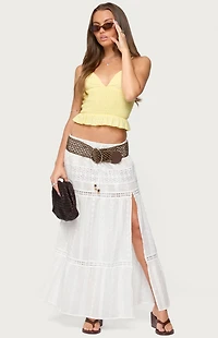 Edikted Evy Embroidered Peplum Scrunch Top