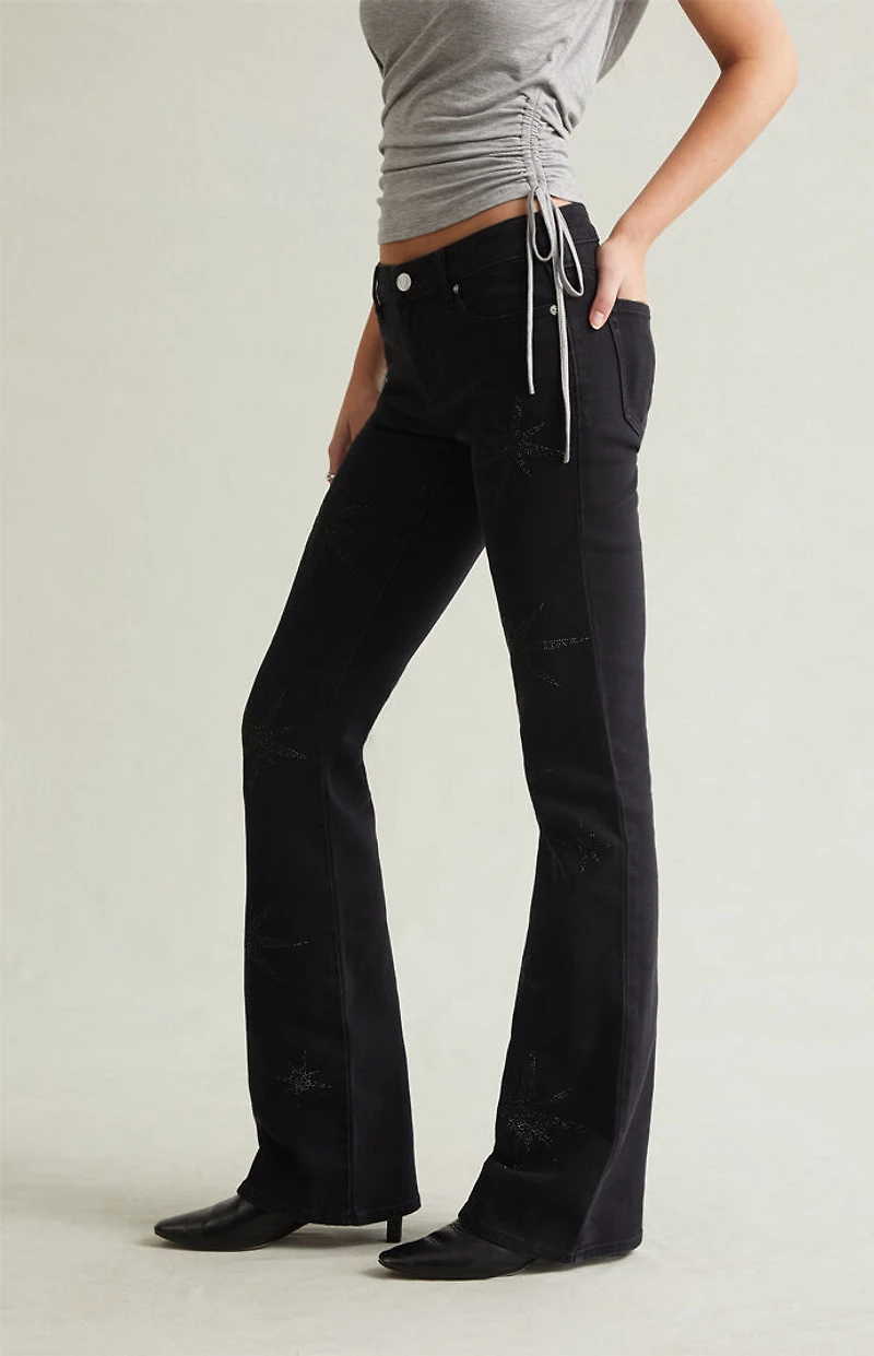 Pacsun Jade Low Rise Bootcut Jeans Stretch Rhinestone Star Black
