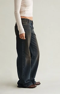 Pacsun Casey Low Rise Baggy Contrast Stitch Dark Blue