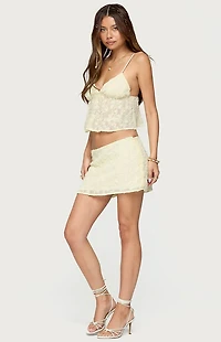 Edikted Leora Textured Floral Babydoll Top