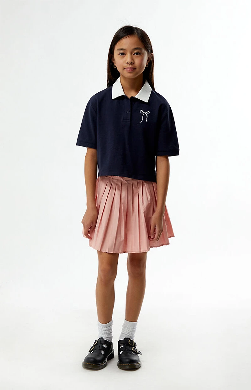 Pacsun Kids Bow Embroidered Cropped Polo Shirt