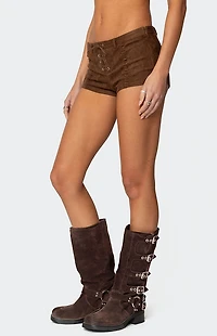 Edikted Sloane Faux Suede Micro Shorts