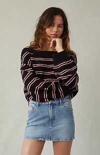 Pacsun Bella Stretch Medium Indigo Mid Rise Denim Mini Skirt