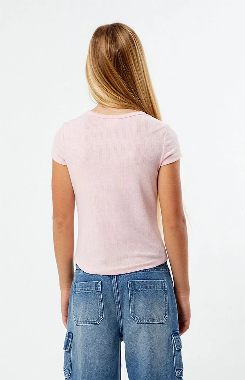 Pacsun Kids Light Pink Henley Skimmer Top