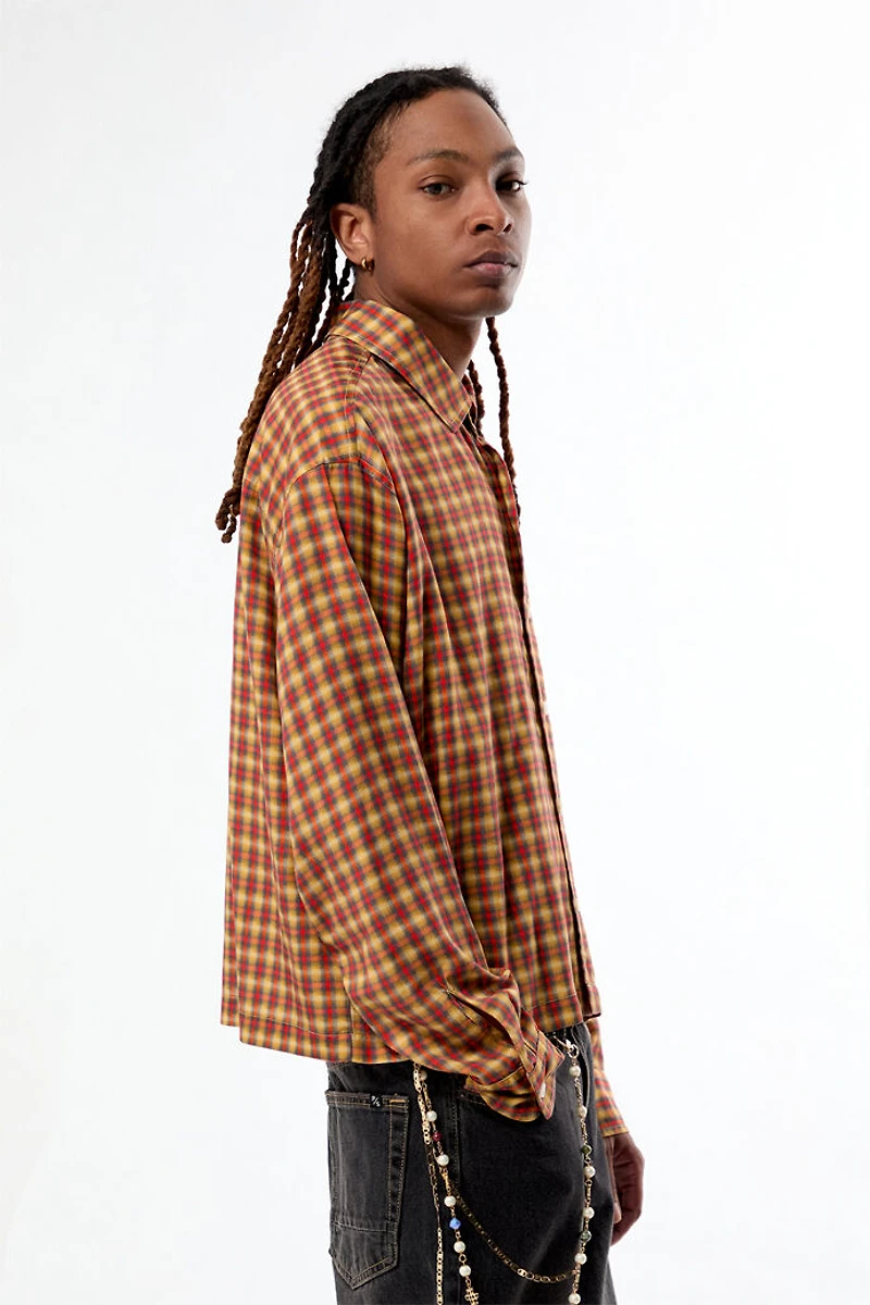 Pacsun Rains Orange Plaid Long Sleeve Shirt