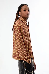 Pacsun Rains Orange Plaid Long Sleeve Shirt