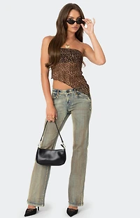 Edikted Leopard Printed Sheer Mesh Tube Top