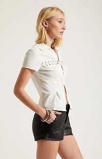 Third Charm Moxie Lace Tie Front Top