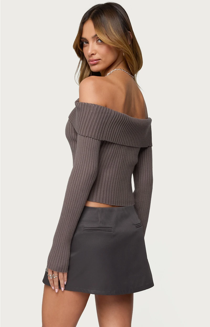 Edikted Lauren Knit Fold Over Top
