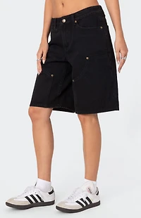 Edikted Jacqui Low Rise Denim Bermuda Shorts