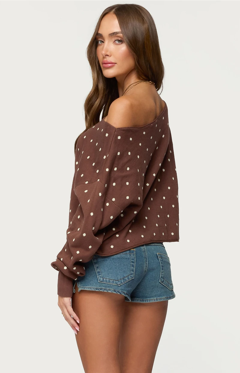 Edikted Oversized Off Shoulder Polka Dot Sweater