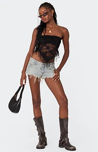 Edikted India Sheer Lace Strapless Top