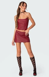 Edikted Aster Faux Leather Mini Skirt