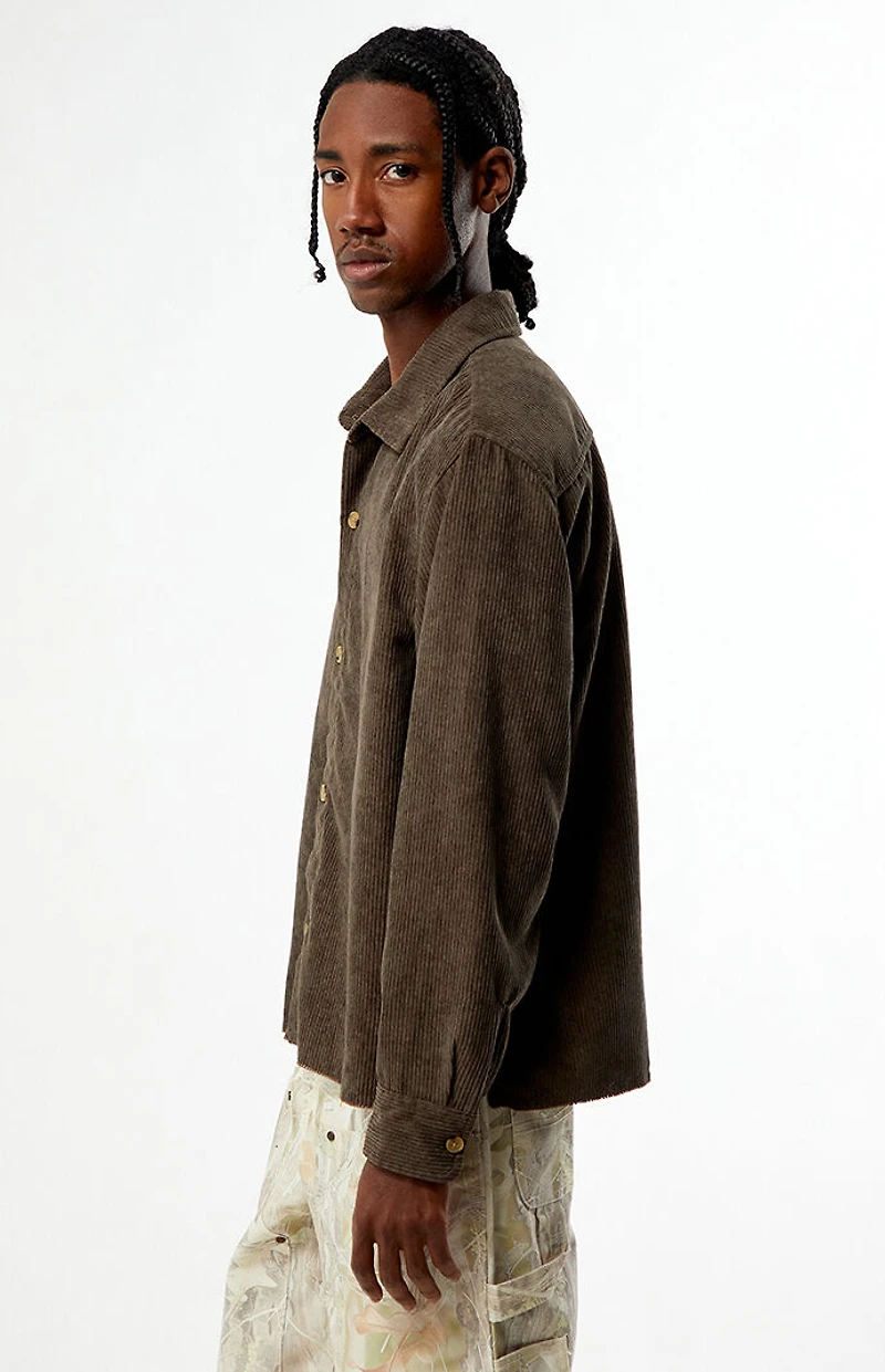 Pacsun Enzo Brown Corduroy Long Sleeve Shirt