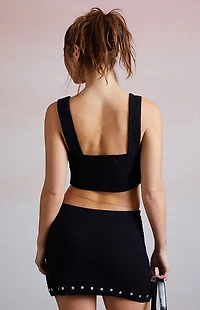 Third Charm Leila Studded Micro Knit Mini Skirt