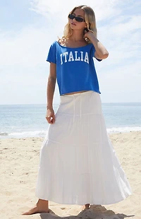 John Galt Electric Blue Robyn Italia Short Sleeve Off-The-Shoulder Top