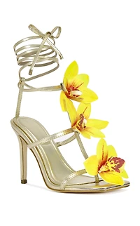 AZALEA WANG Women's Crescendo Gold Stiletto Sandals