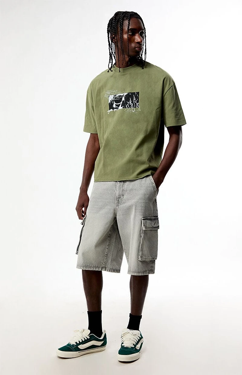 Pacsun Green What Remains Cropped Boxy T-Shirt