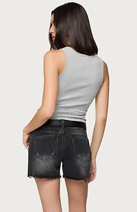 Edikted Oriana Contrast Lacey V Neck Top