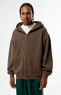 Pacsun Brown Washed Full Zip Hoodie
