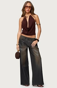 Edikted Mileva Cuff Deep Cowl Neck Top