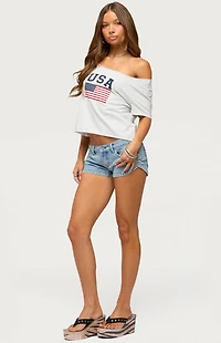 Edikted USA Babe Off-The-Shoulder T-Shirt