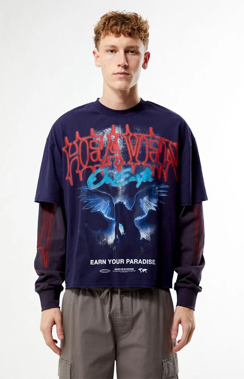 Pacsun Heaven On Earth 2fer Long Sleeve Cropped T-Shirt