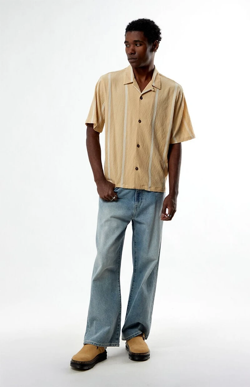 Pacsun Tan Klein Striped Oversized Camp Shirt