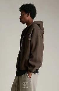 Fear of God ESSENTIALS Brown Heavy Fleece University Full Zip Hoodie