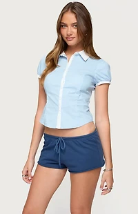 Edikted Saide Contrast Tailored Button Up Top