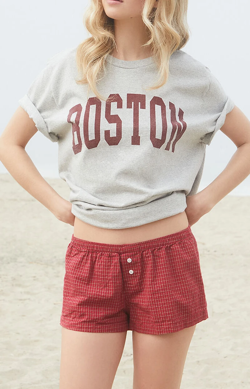 John Galt Red Plaid Keira Boxer Shorts