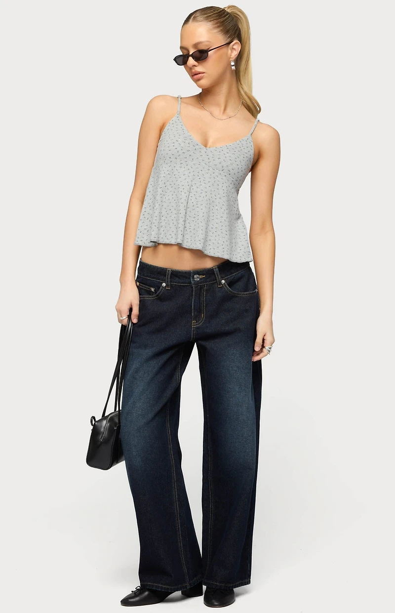 Edikted Petite Raelynn Washed Low Rise Baggy Jeans