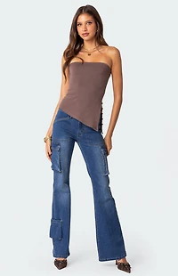 Edikted Roslyn Denim Flared Cargo Pants