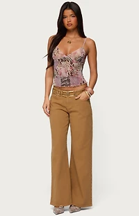 Edikted Mixed Animal Print Mesh Tank Top