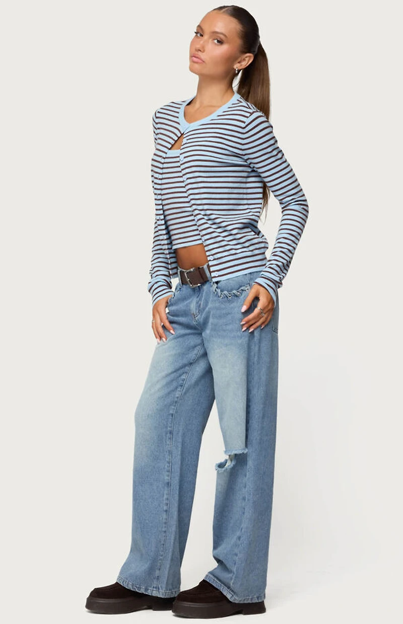 Edikted Dutton Distressed Low Rise Jeans