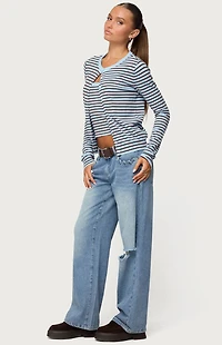 Edikted Dutton Distressed Low Rise Jeans