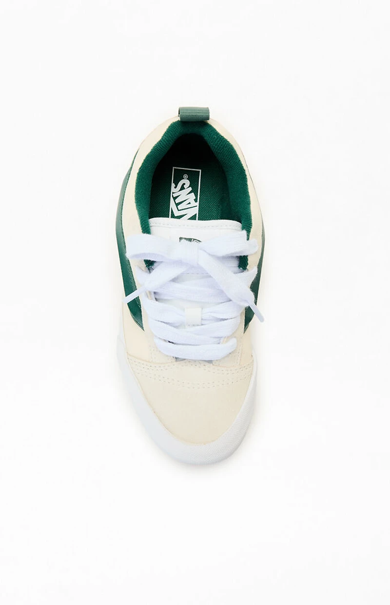 Vans Kids Off White & Green Knu Skool Shoes