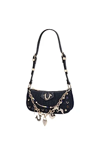 True Religion Chain & Studs Dark Denim Shoulder Bag