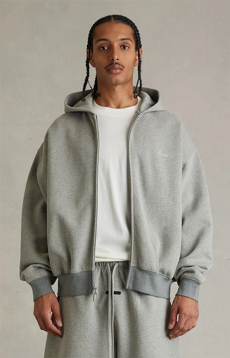Fear of God ESSENTIALS Concrete Heather Signature Classic Full Zip Hoodie