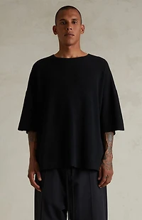 Fear of God ESSENTIALS Jet Black Waffle Knit Short Sleeve T-Shirt