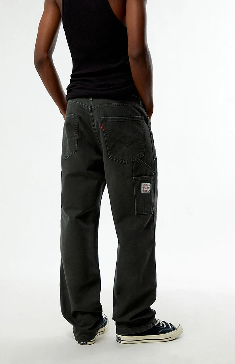 Levi's 568 Dark Green Loose Straight Double Knee Carpenter Jeans