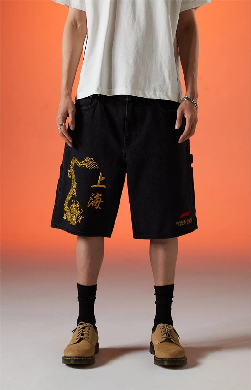 Formula 1 x Pacsun Chinese Grand Prix Shanghai Year Of Speed Baggy Denim Carpenter Shorts