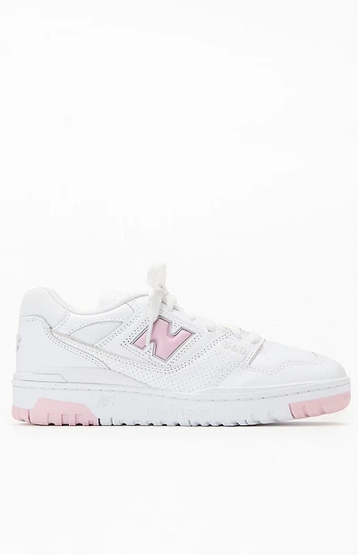 New Balance White & Pink 550 Sneakers