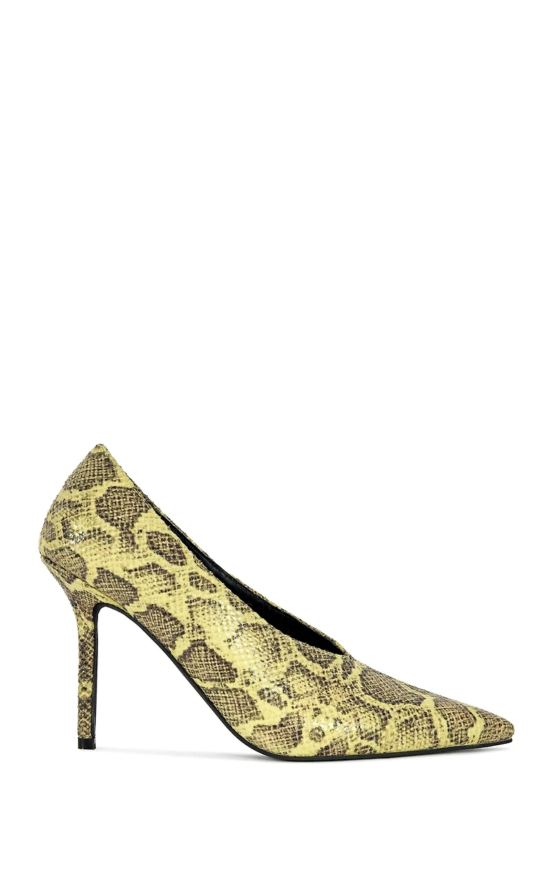 AZALEA WANG Women's Patricc Yellow Snake Stiletto Pumps