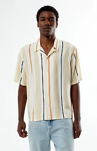 Pacsun Cream Striped Oversized Camp Shirt