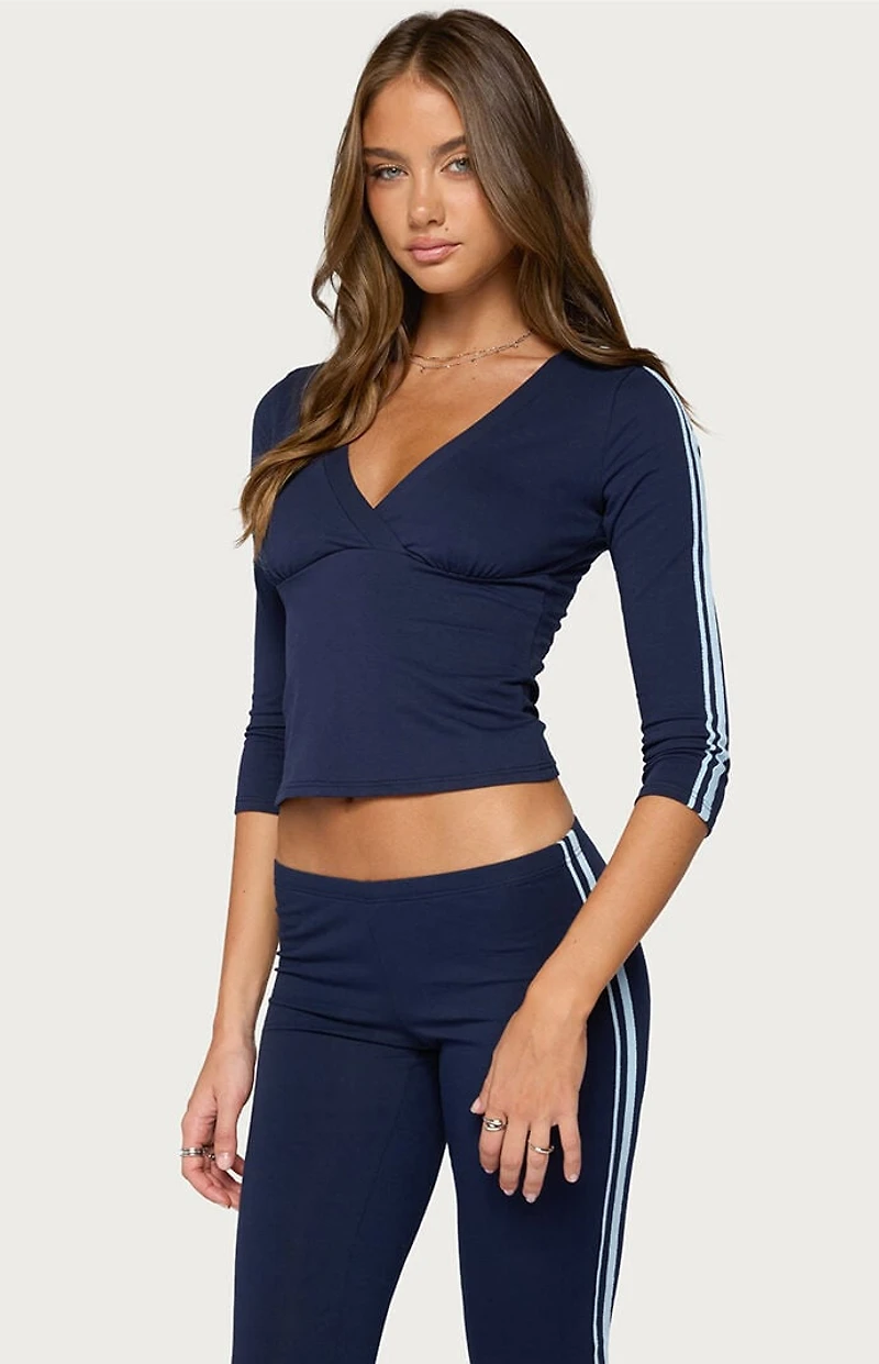 Edikted Danie Stripey Three-Quarter Sleeve Top